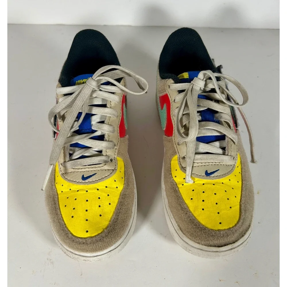 Nike Air Force 1 Low GS Multicolor Velcro Swoosh Kids Size 12C